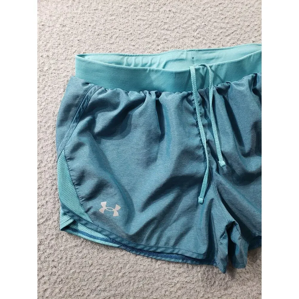 Under Armour Shorts Women's Medium Teal Blue 2.0 Fly By Running Athleisure 28x3 - Picture 2 of 16